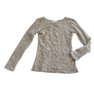 NWT Vtg Y2K 2000s Greige Lace Long Sleeve Top Sz XS Forest Fairycore Grunge